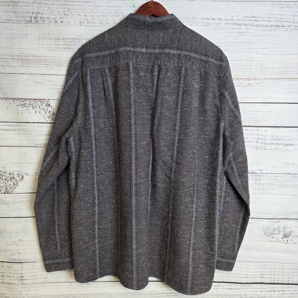 32 Bar Blues Mens XL Long Sleeve Button Up Gray Striped Shirt Cotton Silk Wool - Picture 3 of 10